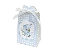 Generico 10 scatoline da bomboniera formato busta tag 5.5X3.5X10 CM - MADE IN ITALY - vari modelli per bomboniere fai da te scatole portaconfetti porta confetti - nastri esclusi (Elefantino Azzurro)