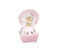 Generico 10 scatoline per bomboniere Serie Little Bear a Forma di Mongolfiera portaconfetti 6x4x14.5 cm Celeste o Rosa a Scelta BOMBONIERA Nascita Battesimo (Rosa)