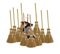 Genérico 10 scope strega per Halloween | Mini decorazione artigianale di paglia di Halloween, Scopa di streghe per decorazioni decorative per appendere accessori per feste