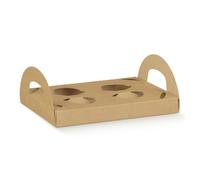 Generico 10 Vassoi carta kraft per 4 bicchierini da caffè COFFEE BREAK caffè asporto 4 alloggiamenti 22x17.5x2.5 cm facile portata