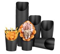 Generico 100 Bicchieri di Carta Nero da 14oz Bocca Obliqua per Porta Antipasti e Snack, Facili da Usare ad Alta Capacità, per Ristoranti e Food Truck