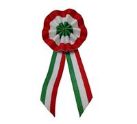 Generico 100 Coccarda Tricolore Italia 5 cm. diametro, lunga 10 cm. con Spilla sul Posteriore realizzata con Nastro in Tessuto, Creazione Artigianale, Handmade, in totale 100 Pezzi