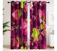 Generico 100% Tende Oscuranti Interni 2 Pezzi 140x200cm, Termiche Isolanti Tende Finestre Stile Libro Di Fiabe Fragola Dolce Fiaba, Tenda Rosso Borgogna Con Occhielli per Giovani Donne