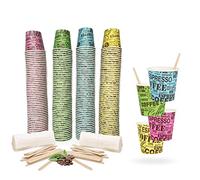 Generico 1000 Bicchierini Caffè Cartoncino Biodegradabili + 1000 Palettine Caffè in Legno di Betulla Biodegradabili