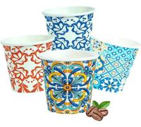 Generico 1000 Bicchierini da Caffè Usa e Getta Biodegradabili 75 ml, Tazzine Caffè Espresso Monouso Compostabili Ecologiche in Carta, Resistenti, con Fantasie Maiolica, per Eventi 20 conf da 50 pz