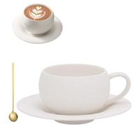 Generico 10oz/300ml Ceramic Coffee Mug with Saucer, Simple Frosted Stone Texture Porcelain Coffee Cup, Latte Art Cup for Espresso,Tea,Homes Office Daily Use,Dishwasher Safe