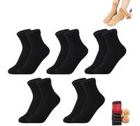 Generico 10pcs/5 pairs Autumn Winter Socks for Women Thickened Fleece Lined Cold-Proof Warm Self-Heating Snow Socks (Black)