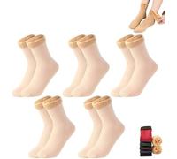 Generico 10pcs/5 pairs Autumn Winter Socks for Women Thickened Fleece Lined Cold-Proof Warm Self-Heating Snow Socks (Skin Tone)