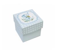 Generico 10X ELEFANTINO Azzurro 5x5x5 cm Scatola portaconfetti Fondo e Coperchio