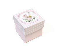 Generico 10X ELEFANTINO Rosa 5x5x5 cm Scatola portaconfetti Fondo e Coperchio