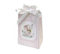 Generico 10X ELEFANTINO Rosa Scatola Busta Tag portaconfetti BOMBONIERA
