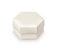 Generico 10X Seta Bianco 11x6 cm ESAGONO Scatola Portaconfetti F/C BOMBONIERA