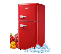 Generico 112L Home Refrigerator BCD-112R Double Door Top Freezer Retro Fridge