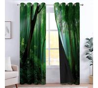 Generico 117 x 230 cm Set di 2 pannelli di Tende per Interno, Foresta Di Bambù Onirica E Nebbiosa Tenda Opache Camera da Letto Soggiorno Oscuranti Isolanti, Verde Tende per ragazzi e ragazze