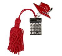 Generico 12 ciondoli per laurea CON TOCCO E SIMBOLO SPECIALIZZAZIONE IN ZAMA - NAPPINA ROSSA COMPRESA - Nuovissimi gadget bomboniera laurea (Economia Matematica Calcolatrice)