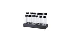 Generico 12 contenitori dose singola in vetro for caffè con supporto legno | Contenitori vetro caffè, dose singola, 12 pz, supporto legno, ermetico(C)