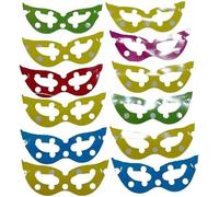 Generico 12 MASCHERE MASCHERINE CAT COLORATE A POIS CON ELASTICO PER CARNEVALE MODELLO DOMINO