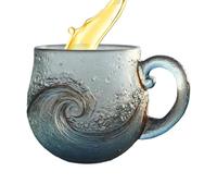 Generico 12 Oz Handblown Glass Sea Wave Mug | Sea Glass Wave Mug,Uniques Textured Beach Theme Drinkware With Handle, For Tea, Coffee, Beach Lovers