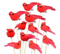 Generico 12 Pack Artificial Red Birds with Metal Clips, Realistic Flying Animal Ornaments for Christmas Tree, Garden Yard Indoor Home Decoration, DIY Craft And Gift Embellishment