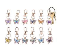 Generico 12-Piece Gradient Rainbow Butterfly Keychains | Resin Keyring Set For Gender Reveal, Birthday, Wedding, Party Favors And Valentine’s Day , 5cm Cute Colorful Key Holder