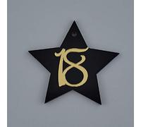 Generico 12 PZ Stella Nero con Numero 18 Oro con calamita BOMBONIERA