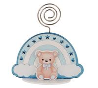 Generico 12 segnaposti memoclip per la Tua Cerimonia con Disegno rappresentazione liturgica CRESIMA Comunione Nascita Battesimo (Orsetto Celeste con Arcobaleno)