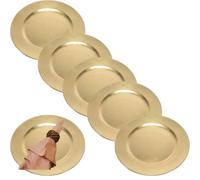 Generico 12 Sottopiatti Bordo Colore CHAMPAGNE ORO in plastica Rigida bordo Liscio Tondo 33 cm Natale cenone sotto Piatto Natalizio Capodanno Natale Cena Aperitivo