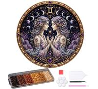 Generico 12 Zodiac Signs Pearl Art Kit, Round Constellation Themed DIY Beaded Artwork, Handmade Dot Picture Craft for Home Wall Decoration Present Set, Gift for Zodiac Lovers,Adults Beginner