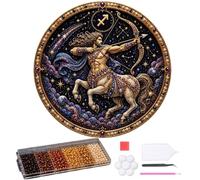 Generico 12 Zodiac Signs Pearl Art Kit, Round Constellation Themed DIY Beaded Artwork, Handmade Dot Picture Craft for Home Wall Decoration Present Set, Gift for Zodiac Lovers,Adults Beginner