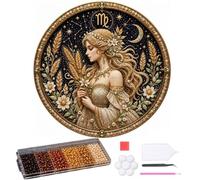 Generico 12 Zodiac Signs Pearl Art Kit, Round Constellation Themed DIY Beaded Artwork, Handmade Dot Picture Craft for Home Wall Decoration Present Set, Gift for Zodiac Lovers,Adults Beginner