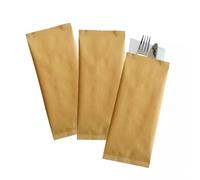 Generico 125 Buste Portaposate di Carta Paglia colore Avana 11x25 monouso con Tovagliolo Doppio Velo - Buste carta Porta Posate coltello forchetta cucchiaio per bar, pizzerie, ristoranti
