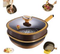 Generico 12in Titanium Alloy Non-Stick Pot with Lid,Non Stick Frying Pans with Ergonomic Stay-Cool Handles,for Frying Stir-frying Stewing Braising Cooking Methods (Pot+Lid+Steamer)