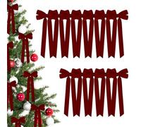 Generico 12Pcs Red Velvets Bows for Christmas Tree | Vintage Ribbon Christmas Bows Home Decorations,for Tree Garland Wreath Gift Wrapping Indoor Outdoor Holiday Wedding Party