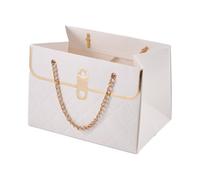 Generico 12X Scatola Borsetta con Manici Colore Bianco 15x10x10.5 cm BOMBONIERA