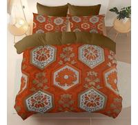 Generico 135 X 200 cm Alta Qualità Copripiumino,Geometria Esagoni Damasco Thème Set Letto Matrimoniale Completo In Microfibra Con Cerniera, 1 Copripiumini + 2 Federa,Anallergico Marrone