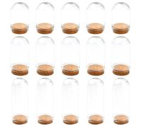 Generico 15 Pezzi Mini Cupola di Vetro Trasparente con Base in Legno, Coperture Floreali per Micro Paesaggi Diy, Espositore Compatto per Decorazioni Casa e Ufficio