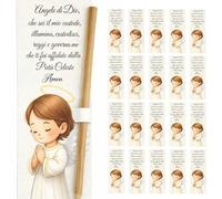 Generico 15 Segnalibri Angelo Custode con Preghiera Angelo di Dio - Bomboniere Religiose Battesimo Comunione Cresima - Segnalibro con Asola per Matita - Made in Italy