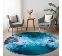 Generico 150 cm Tappeto Rotondo Lavabile in Lavatrice Turchese, Natura Spiagge Australiane, Antiscivolo e Antipelucchi, Tappeto Rotonda per Interni Soggiorno Camera da Letto
