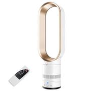 Generico 16" Bladeless Tower Fan with Remote Control, 80° Oscillating Standing Fan, Quiet Portable Cooling Fan, Stepless Speed Control, 8H Timer, for Bedroom Office Home (Gold)