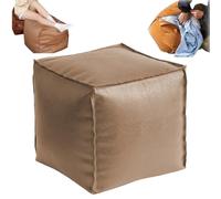 Generico 16 Inch Stuffable Cushion Storage Bag,Faux Leather Pouf Cover Cube Decorative Footrest Storages Bag,Versatile Floor Footrest Pillow,Stuffable Ottoman with Storage (Milk Coffee)