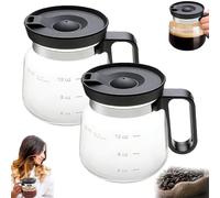 Generico 16 Oz Glass Coffee Mug - Coffee Pot Style, Clear Glass Coffee Pot Mugs with a Straw-Type Travel Lid, Heatproof Large Capacity For Coffees, Teas, Chocolate (2pcs)