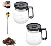 Generico 16 Oz Glass Coffee Mug That Looks like a Coffee Pot Style Shape, Large Capacity Mini Coffee Pot Cup with Lid, Transparent Heatproof Glass Mug, Suitable for Hot Tea, Hot Chocolate (2Pcs)
