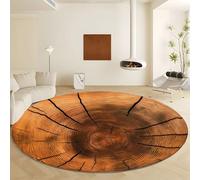 Generico 160 cm Tappeto Rotondo Salotto, Crepe Rustiche Del Tronco Di Legno Morbido Tappeto Moderno Di Lusso Antiscivolo Per Bambini Cameretta Cucina Casa O Balcone, Cachi
