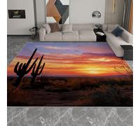 Generico 160 x 230 cm Tappeto Camera Da Letto, Cactus Al Tramonto Nel Deserto Tappeto Soggiorno Pelo Corto Colore Arancione, Morbido Antiscivolo Tappeti Salotto Grandi Camera da Letto Home Decor