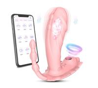Generico 18 Potenti Modalità Di Vibrazione E Suzione 3 in 1 APP Wireless Con Telecomando Vibratore Dildo Con Ventosa Per Clitoride E Plug Anale Giocattoli Sessuali Per Coppie,B