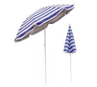 Generico 180 cm Ombrellone da Spiaggia UPF 50+ con Palo in Alluminio, Ombrellone da Giardino A Righe Blu Inclinabile, Portatile Parasole per Balcone Esterni e Giardino