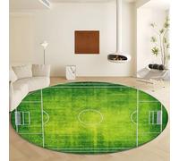 Generico 180 cm Tappeto Rotondo Salotto, Bordo Del Campo Da Calcio Sportivo Morbido Tappeto Moderno Di Lusso Antiscivolo Per Bambini Cameretta Cucina Casa O Balcone, Verde