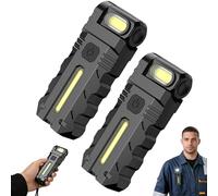 Generico 180° Rotating Head LED Work Light - Mini EDC Keychain Flashlight with Magnetic Base & Dual Beam - USB-C Rechargeable Pocket Torch for Emergency/Camping (2pcs)