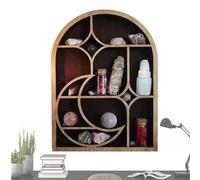 Generico 1x Moon Shelf - 30x40cm Arch Shaped Decor, Wooden Boho Shelves For Bedroom, Mushroom Moon Shelf | Rustic Style Aesthetic Crystal Storage Wall Hanging Shelves For Bedroom, Living Room,