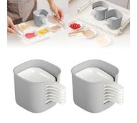 Generico 2/3/4/5 Set Dipping Sauce Plate and Holder, Plastic Dipping Dish, Soy Sauce Dish, Mini DippingBowls with Handle, for Ketchup, Soy, Barbecue and Party Dinner (2set)